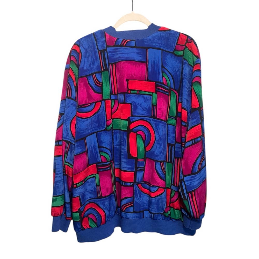 Vintage Teddi Abstract Picasso Vibrant Lightweight Full Zip Jacket Size 20 - Picture 3 of 7